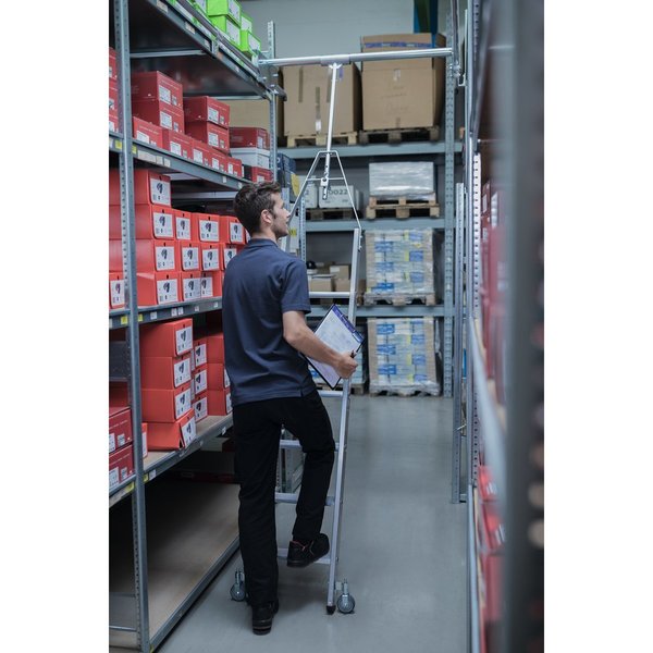 Günzburger Steigtechnik Stufen Regalleiter drehbar für Doppelregal 8 Stufen