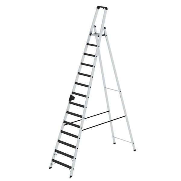 Günzburger Steigtechnik Stufen-Stehleiter einseitig begehbar mit clip-step R13 14 Stufen