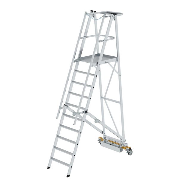 Günzburger Steigtechnik Plattformleiter klappbar mit schmalem Fahrwerk 10 Stufen