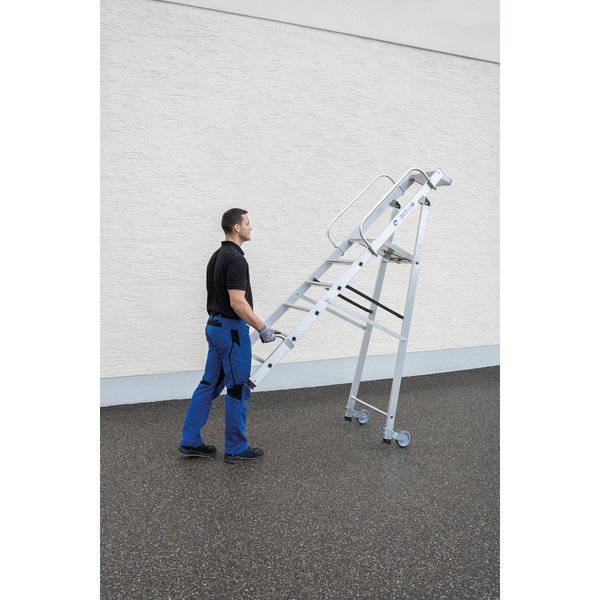 Günzburger Steigtechnik Plattformleiter mit Rollen und Griff 9 Stufen mit Ablageschale