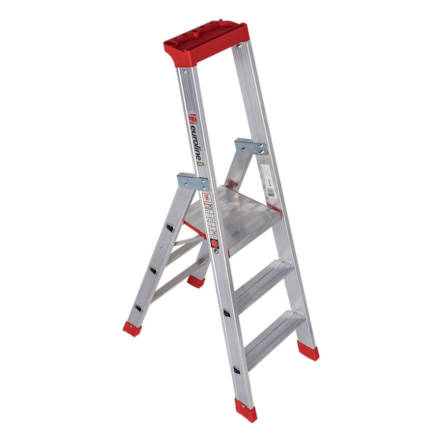 Euroline Alu-Stufenstehleiter mit Sicherheitsbrücke Nr. 32577 1x3