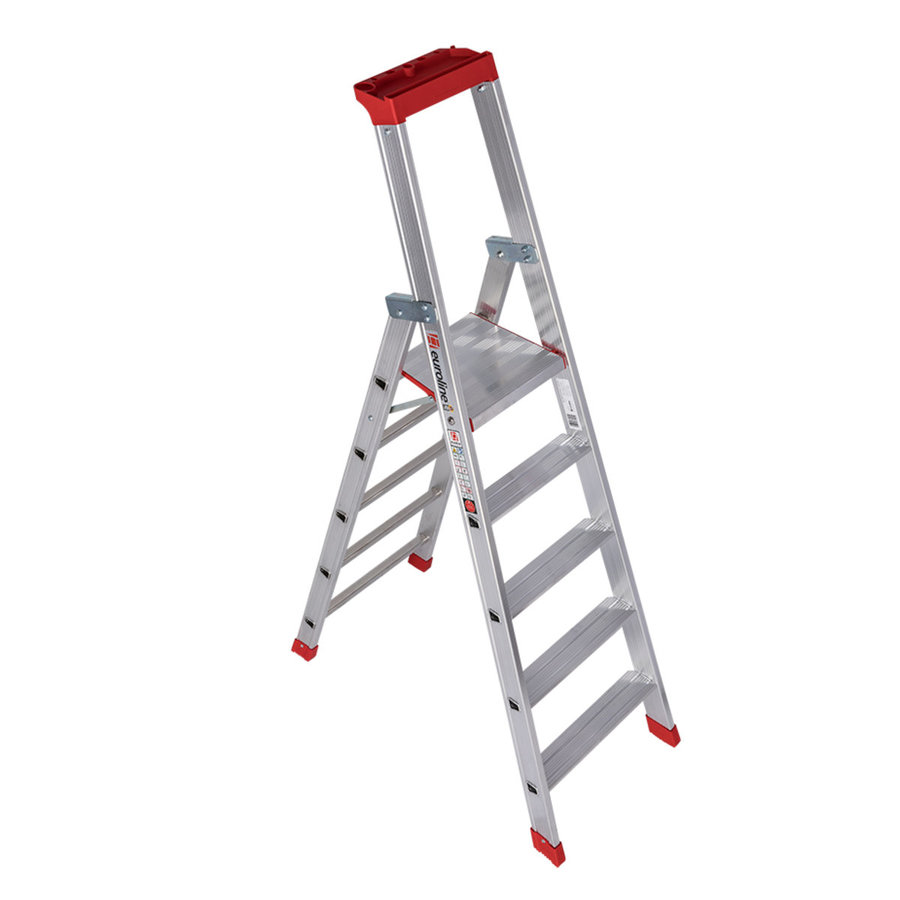 Euroline Alu-Stufenstehleiter mit Sicherheitsbrücke Nr. 32577 1x5