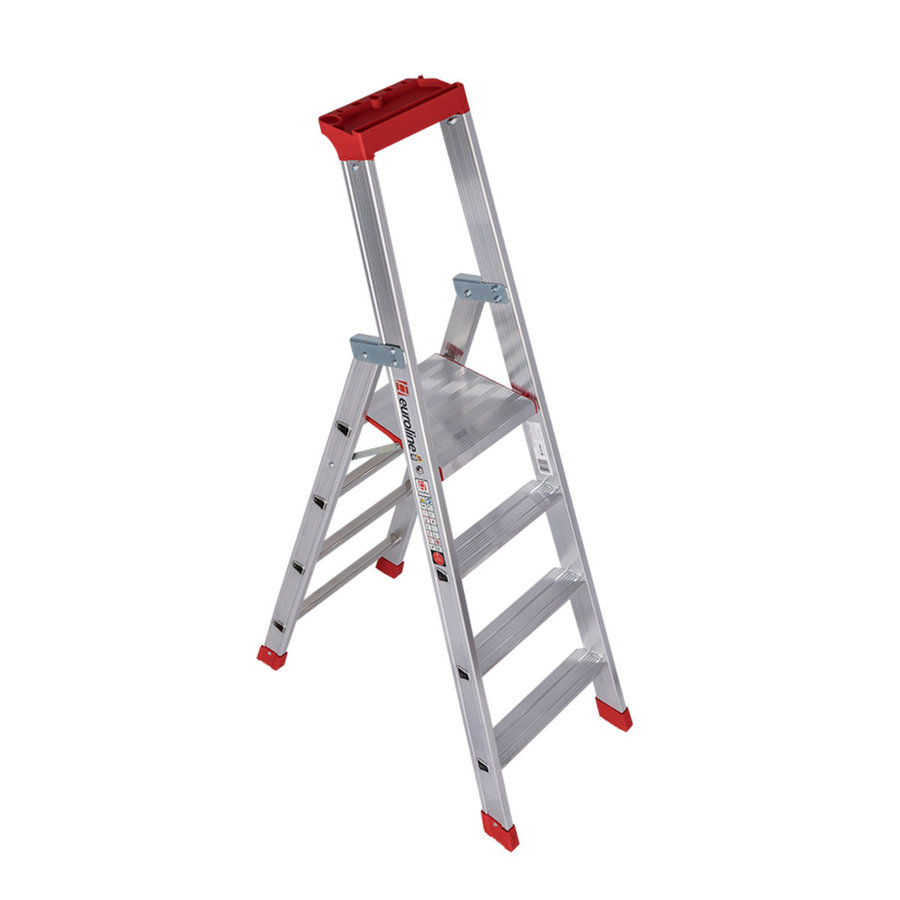 Euroline Alu-Stufenstehleiter mit Sicherheitsbrücke Nr. 32577 1x4