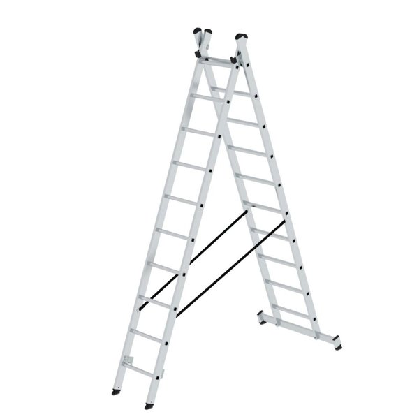 Günzburger Steigtechnik Sprossen-Mehrzweckleiter 2-teilig mit nivello®-Traverse 2x10 Sprossen