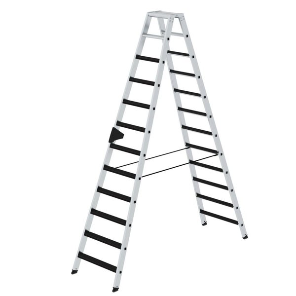 Günzburger Steigtechnik Stufen-Stehleiter beidseitig begehbar mit clip-step 2x12 Stufen