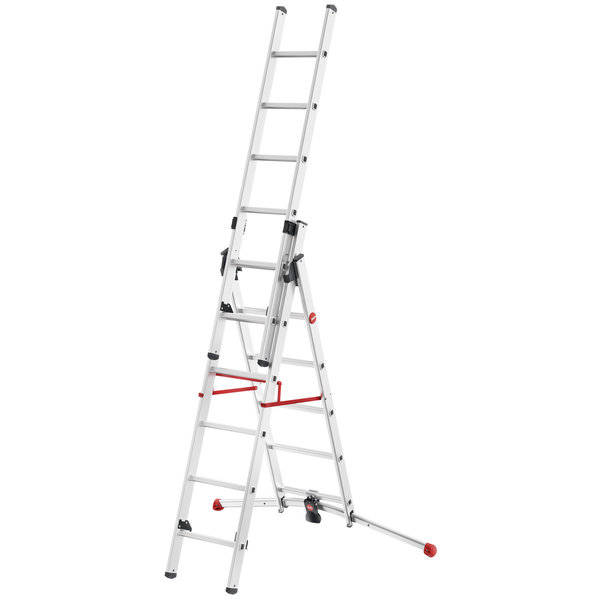 Hailo S100 ProfiLOT Die 3-teilige Alu-Kombileiter mit LOT-System 3x6 Sprossen