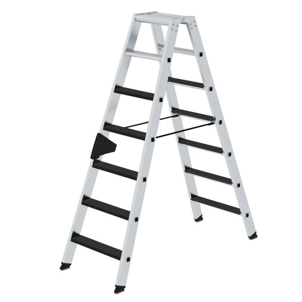 Günzburger Steigtechnik Stufen-Stehleiter beidseitig begehbar mit clip-step R13 2x7 Stufen