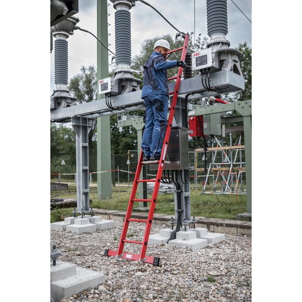Günzburger Steigtechnik Sprossen-Anlegeleiter GFK mit Traverse 12 Sprossen