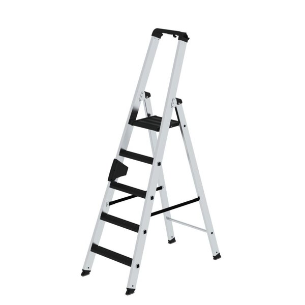 Günzburger Steigtechnik Stufen-Stehleiter 250 kg einseitig begehbar mit clip-step R13 5 Stufen