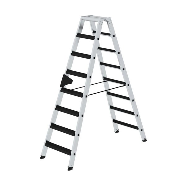 Günzburger Steigtechnik Stufen-Stehleiter beidseitig begehbar mit clip-step relax 2x8 Stufen