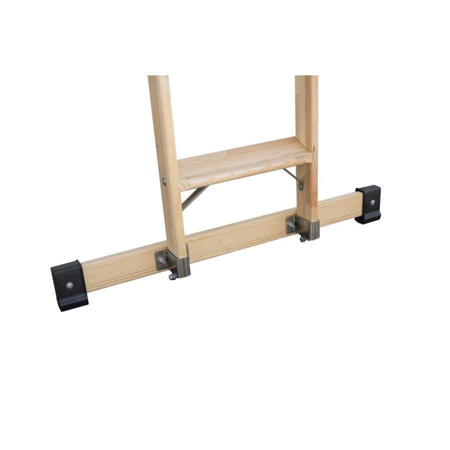 Günzburger Steigtechnik Stufen-Anlegeleiter Holz mit Traverse 12 Stufen