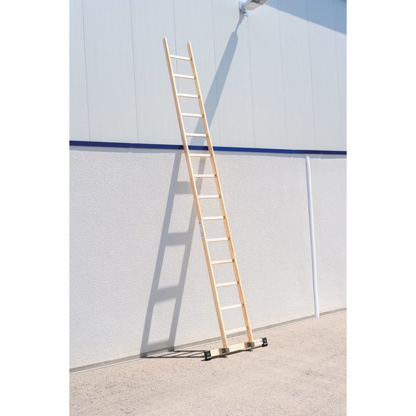 Günzburger Steigtechnik Sprossen-Anlegeleiter Holz mit Traverse 14 Sprossen