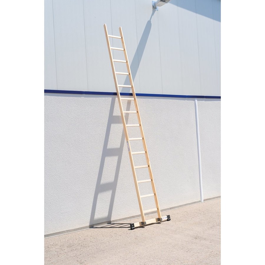 Günzburger Steigtechnik Sprossen-Anlegeleiter Holz mit Traverse 14 Sprossen