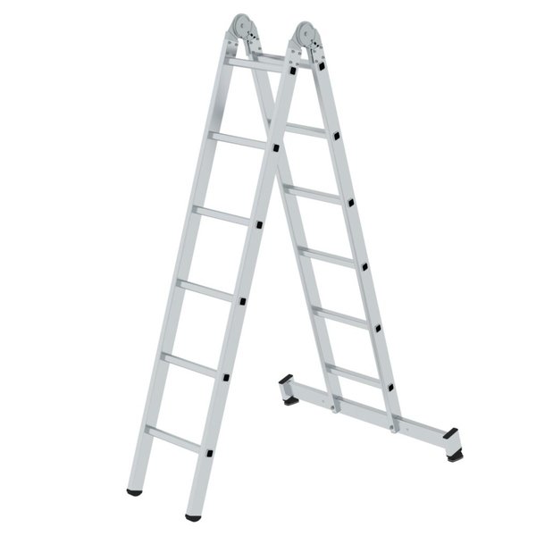 Günzburger Steigtechnik Klappleiter 2-teilig mit nivello®-Traverse 2x6 Sprossen