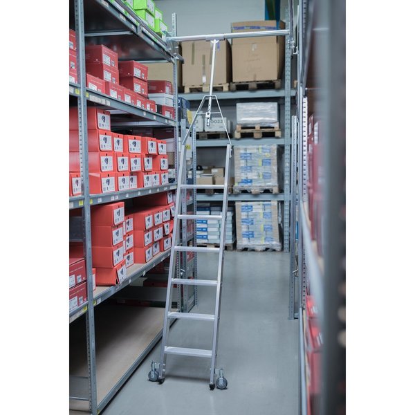 Günzburger Steigtechnik Stufen Regalleiter drehbar für Doppelregal 12 Stufen