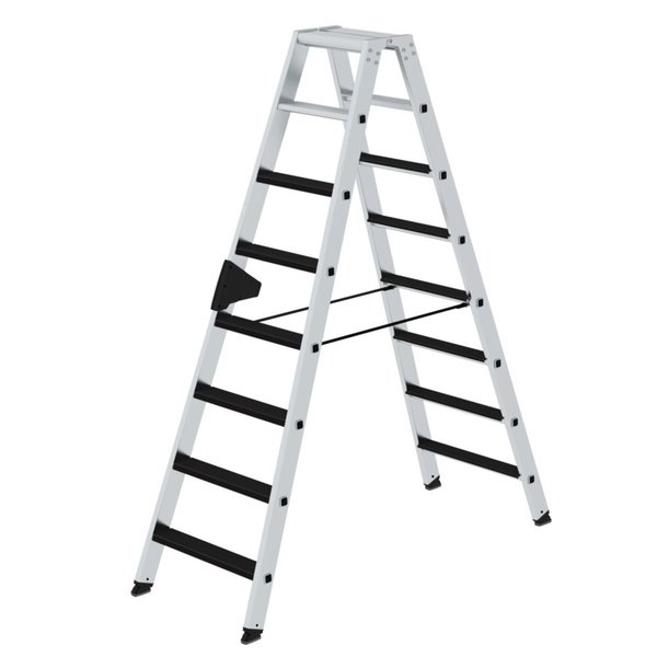 Günzburger Steigtechnik Stufen-Stehleiter beidseitig begehbar mit clip-step 2x8 Stufen