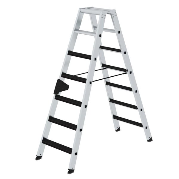 Günzburger Steigtechnik Stufen-Stehleiter beidseitig begehbar mit clip-step 2x7 Stufen