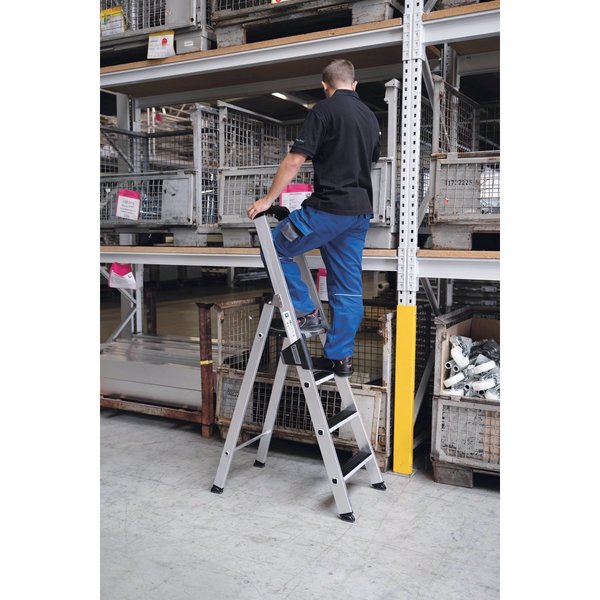 Günzburger Steigtechnik Stufen-Stehleiter einseitig begehbar mit clip-step 5 Stufen