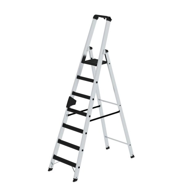 Günzburger Steigtechnik Stufen-Stehleiter 250 kg einseitig begehbar mit clip-step R13 7 Stufen