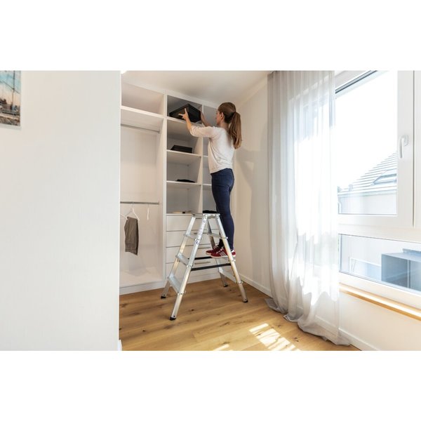 Günzburger Steigtechnik ML Stufen-Stehleiter beidseitig begehbar 2x7 Stufen