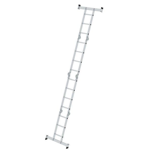 Günzburger Steigtechnik Vielzweckleiter 4-teilig mit nivello®-Traverse 2x3 + 2x4 Sprossen