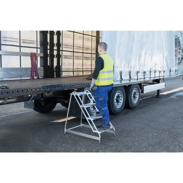 Günzburger Steigtechnik Arbeitspodest einseitig begehbar Aluminium geriffelt 3 Stufen