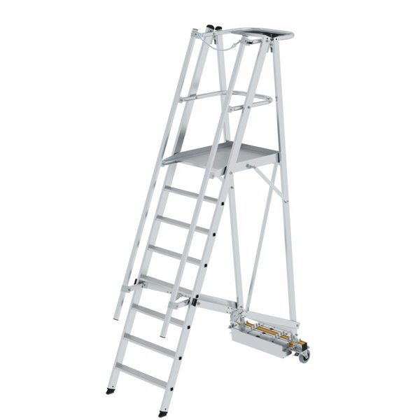Günzburger Steigtechnik Plattformleiter klappbar mit schmalem Fahrwerk 8 Stufen