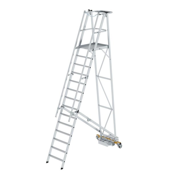 Günzburger Steigtechnik Plattformleiter klappbar mit schmalem Fahrwerk 14 Stufen