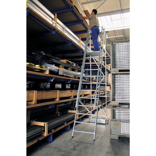 Günzburger Steigtechnik Plattformleiter klappbar mit schmalem Fahrwerk 5 Stufen