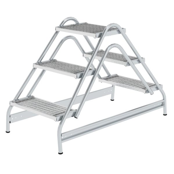 Günzburger Steigtechnik Arbeitspodest beidseitig begehbar Stahl-Gitterrost 2x3 Stufen