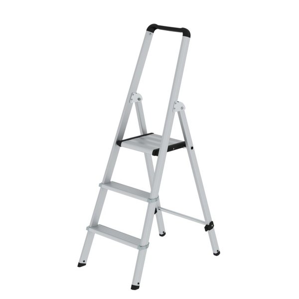 Günzburger Steigtechnik ML Stufen-Stehleiter einseitig begehbar Aluminium eloxiert 3 Stufen