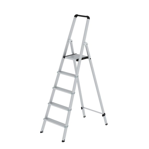 Günzburger Steigtechnik ML Stufen-Stehleiter einseitig begehbar Aluminium eloxiert 5 Stufen
