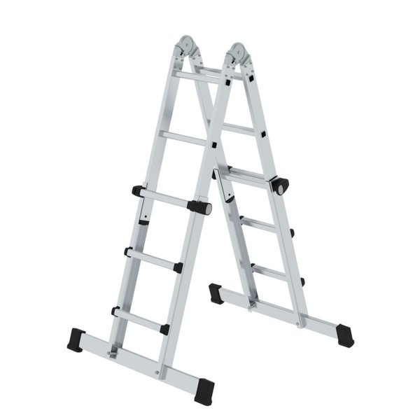 Günzburger Steigtechnik Teleskopleiter 4-teilig mit Traverse 4x3 Sprossen