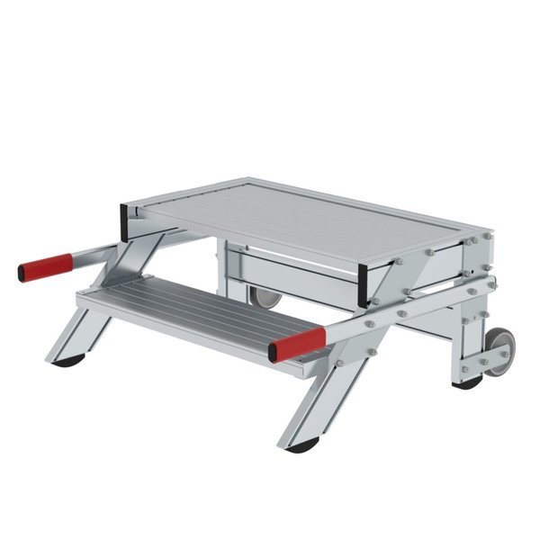 Günzburger Steigtechnik Arbeitspodest fahrbar, Stufenbreite 800 mm, Aluminium geriffelt 2 Stufen
