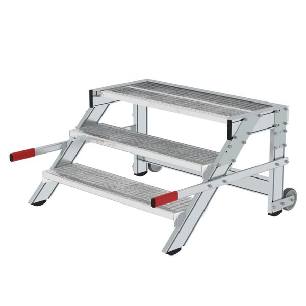 Günzburger Steigtechnik Arbeitspodest fahrbar, Stufenbreite 1000 mm, Stahl-Gitterrost 3 Stufen