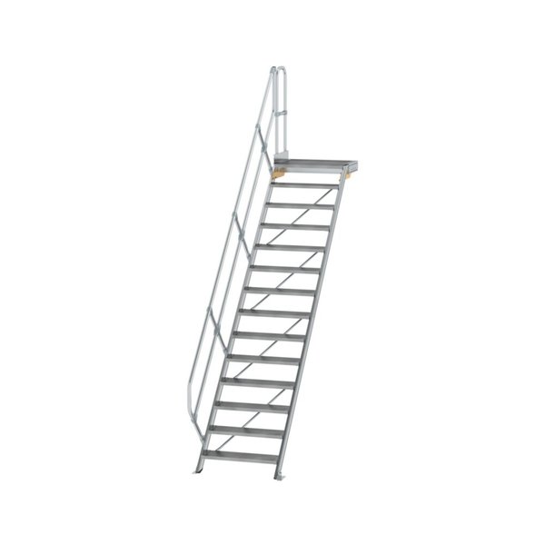 Günzburger Steigtechnik Treppe mit Plattform 45° Stufenbreite 800 mm 14 Stufen Aluminium geriffelt