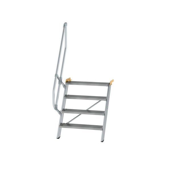 Günzburger Steigtechnik Treppe 60° Stufenbreite 800 mm 4 Stufen Aluminium geriffelt