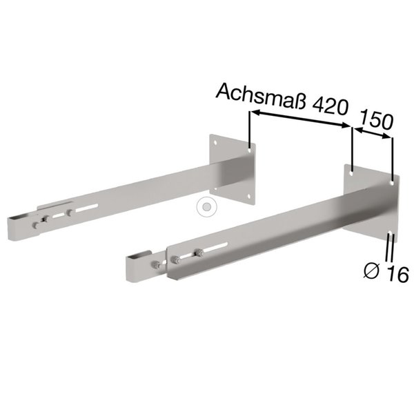 Günzburger Steigtechnik Sonderwandhalter, Verstellbereich 800-900mm, Edelstahl