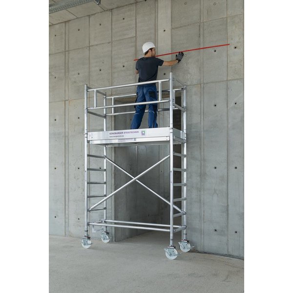 Günzburger Steigtechnik Rollgerüst 0,75 x 1,80 m mit Fahrbalken Plattformhöhe 5,78 m
