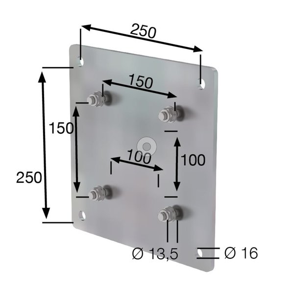 Günzburger Steigtechnik Adapterplatte Stahl feuerverzinkt 150 x 150 mm