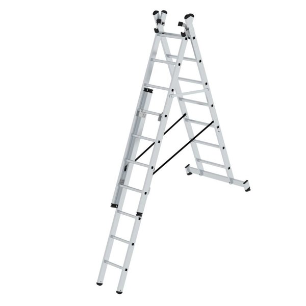 Günzburger Steigtechnik Mehrzweckleiter 3-teilig mit nivello®-Traverse 3x7 Sprossen