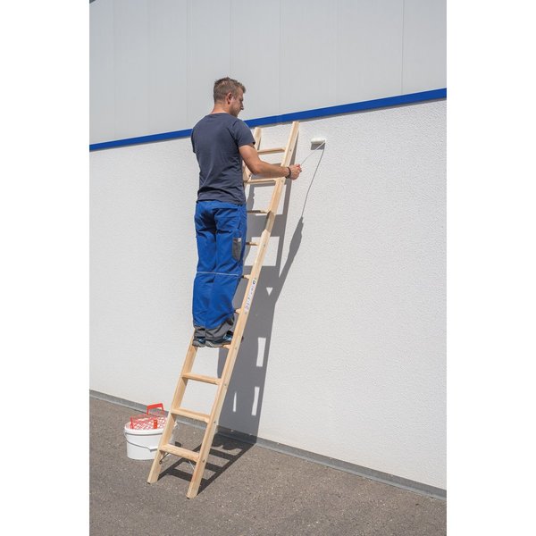 Günzburger Steigtechnik Stufen-Anlegeleiter Holz ohne Traverse 10 Stufen