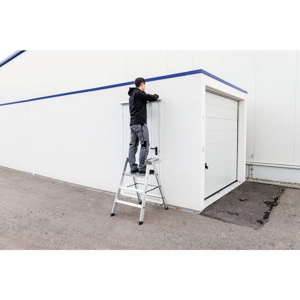 Günzburger Steigtechnik Klapptritt beidseitig begehbar Alu natur 4 Stufen