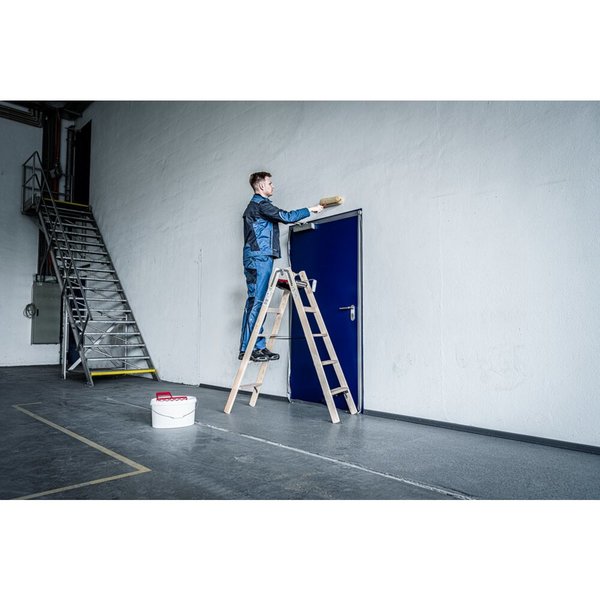 Günzburger Steigtechnik Stufen-Stehleiter Holz beidseitig begehbar 2x8 Stufen