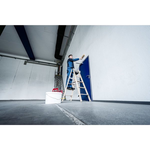 Günzburger Steigtechnik Stufen-Stehleiter Holz beidseitig begehbar 2x8 Stufen