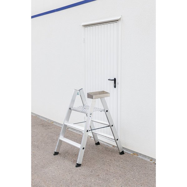 Günzburger Steigtechnik Klapptritt beidseitig begehbar Alu natur 4 Stufen