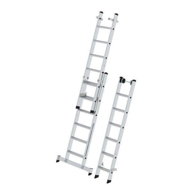 Günzburger Steigtechnik Stufen-Mehrzweckleiter 3-teilig mit nivello®-Traverse 3x6 Stufen