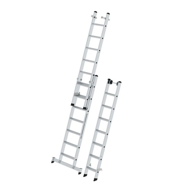 Günzburger Steigtechnik Stufen-Mehrzweckleiter 3-teilig mit nivello®-Traverse 3x7 Stufen