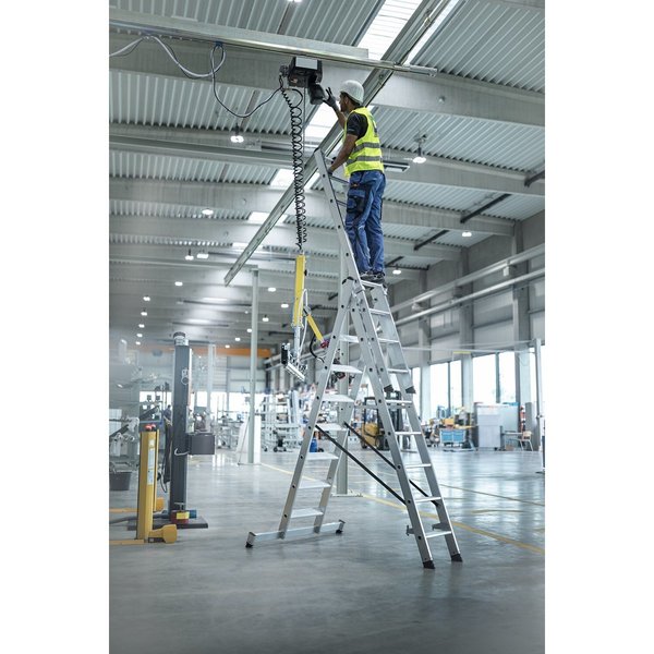 Günzburger Steigtechnik Stufen-Mehrzweckleiter 3-teilig mit nivello®-Traverse und clip-step R13 3x7 Stufen