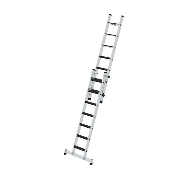 Günzburger Steigtechnik Stufen-Schiebeleiter 2-teilig mit nivello-Traverse und clip-step R13 2x7